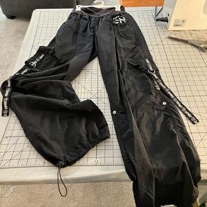 Zumba black parachute pants, size L